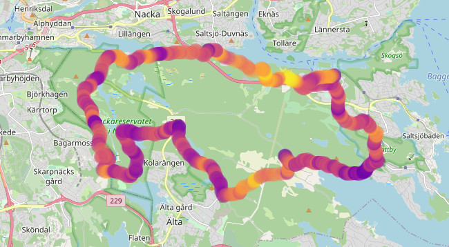 Karta över dagens grusrunda
